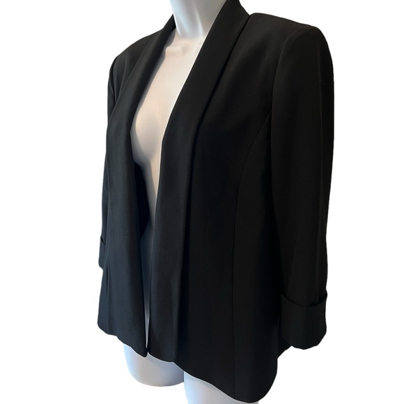 Jones Studio Separates Black Lined Jacket, Shld Pads, Open Front Lapel, Size 12. - Picture 2 of 11